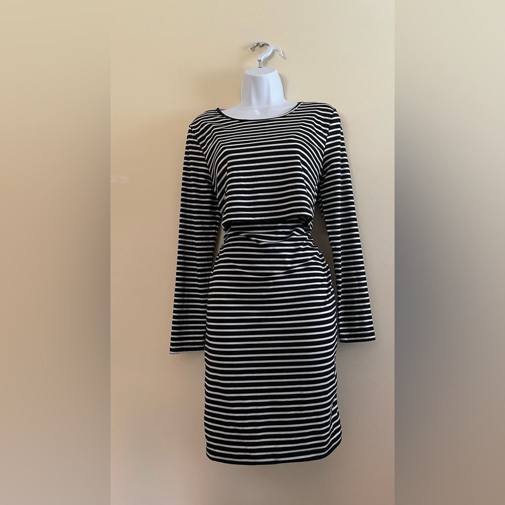 Maternity Striped Nursing Bodycon Dress